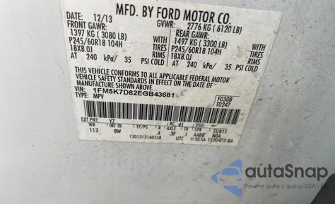 2014 Ford Explorer Xlt from USA, damaged, VIN 1FM5K7D82EGB43681